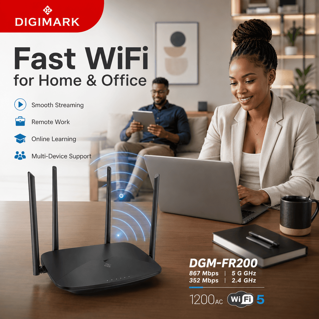 DIGIMARK DGM-FR200 AC1200 WiFi Router - Image 5