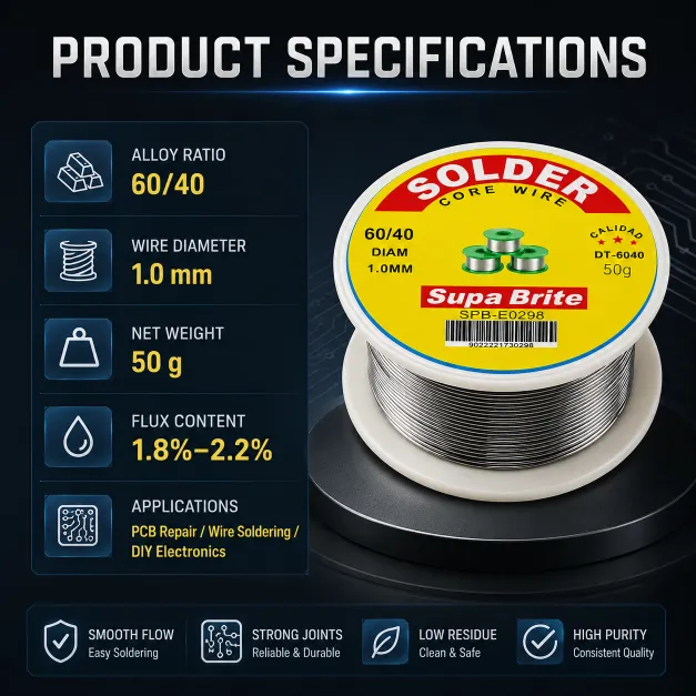 Supa Brite 60/40 Flux Core Solder Wire 50g - Image 5