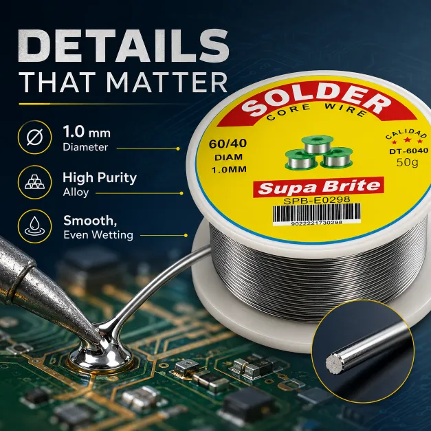 Supa Brite 60/40 Flux Core Solder Wire 50g - Image 2