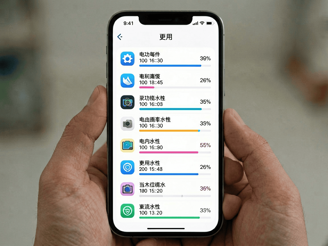 Smartphone screen showing battery usage statistics by app