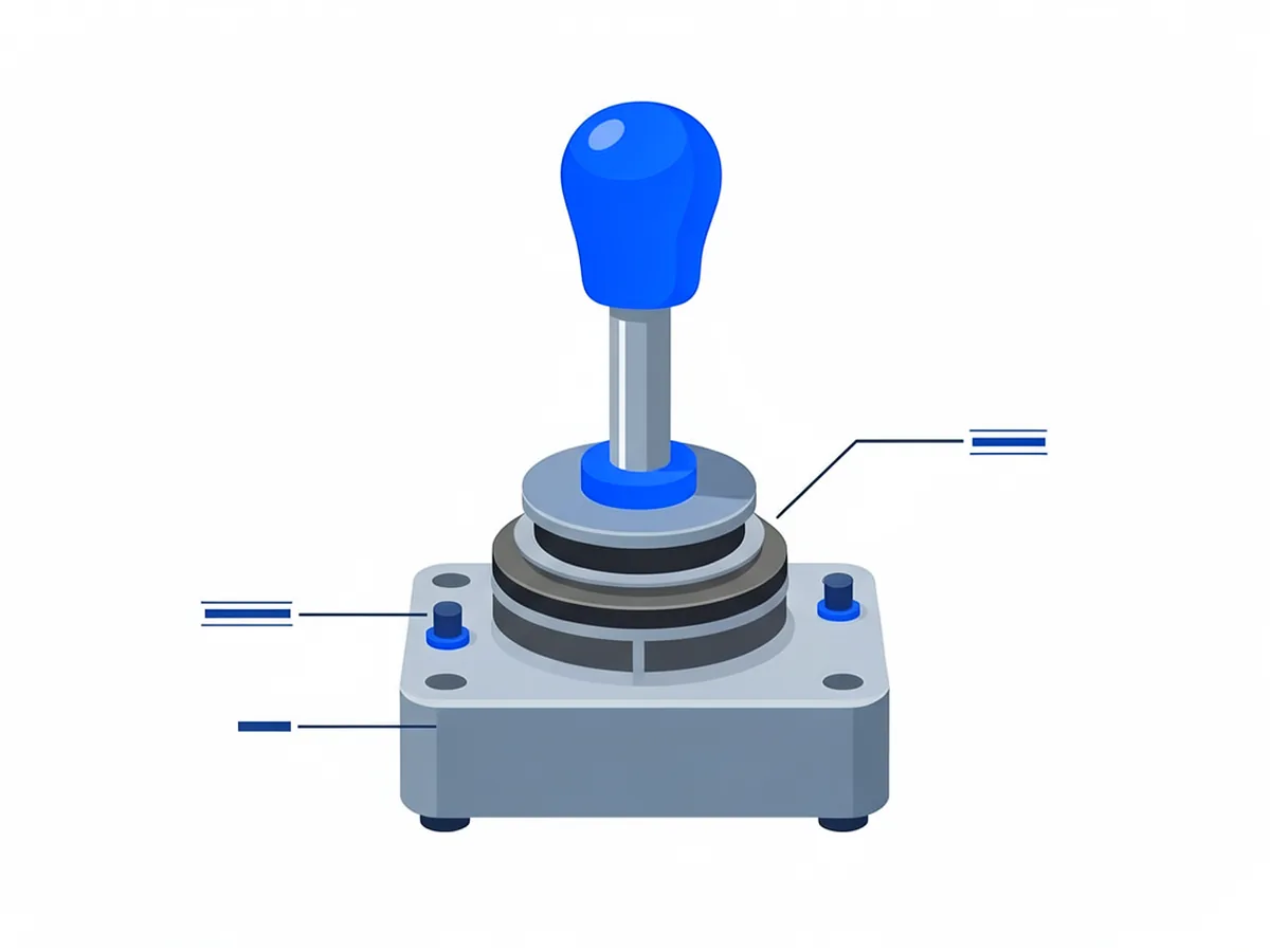 Simplified diagram of an analog stick module showing the joystick shaft, potentiometer wheel and carbon track