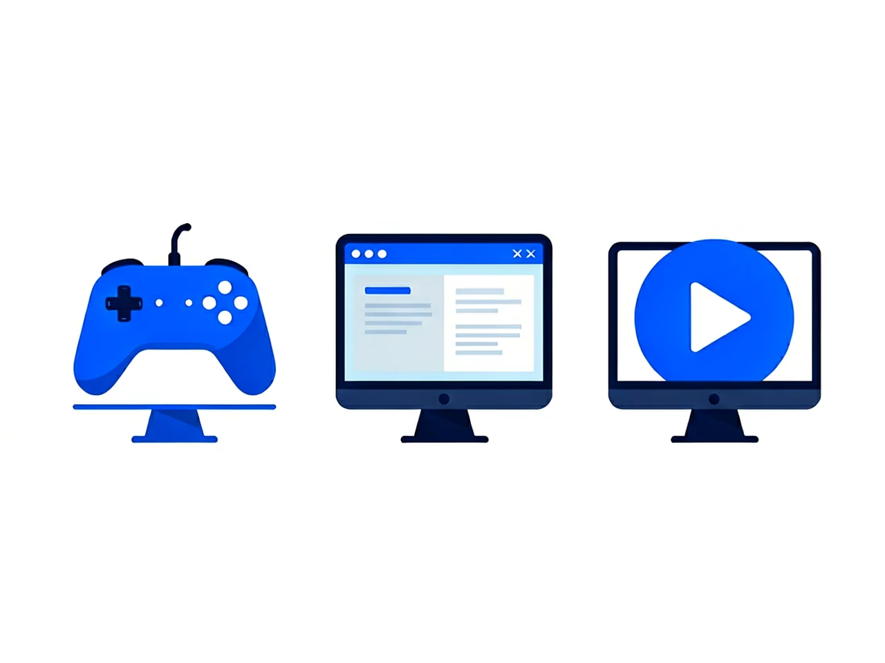 Three use cases for curved monitors: gaming, productivity, and media consumption side by side