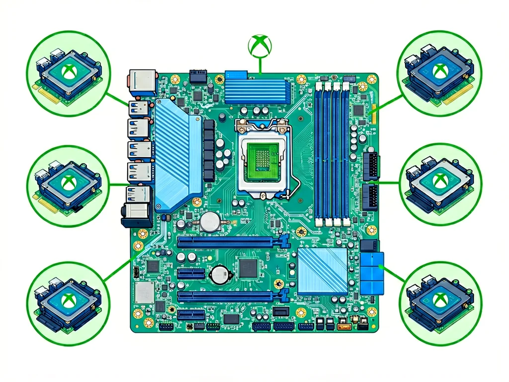 Diagram showing common Xbox One failure points including motherboard CPU GPU optical drive and HDMI port