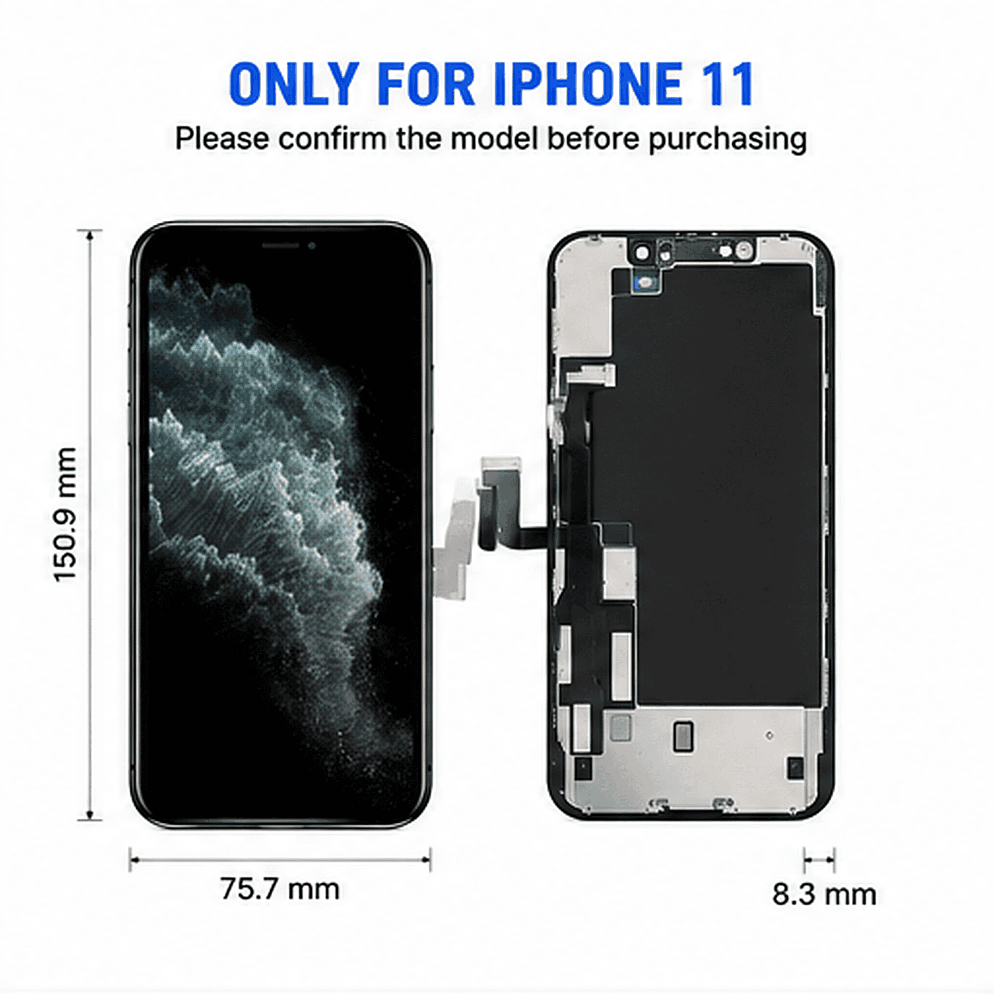 iPhone 11 TFT Replacement Screen Assembly & Repair Tools - front view