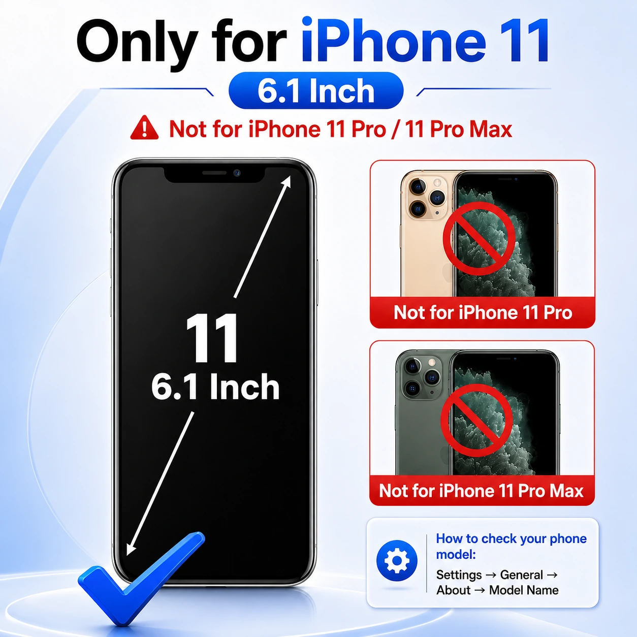 iPhone 11 TFT Replacement Screen Assembly & Repair Tools - installed fit check