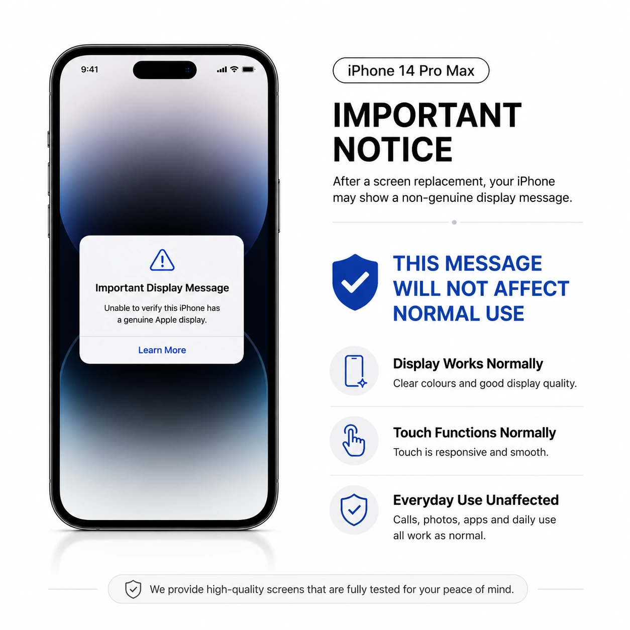 iPhone 14 Pro Max TFT Replacement Screen Assembly & Repair Tools - product details