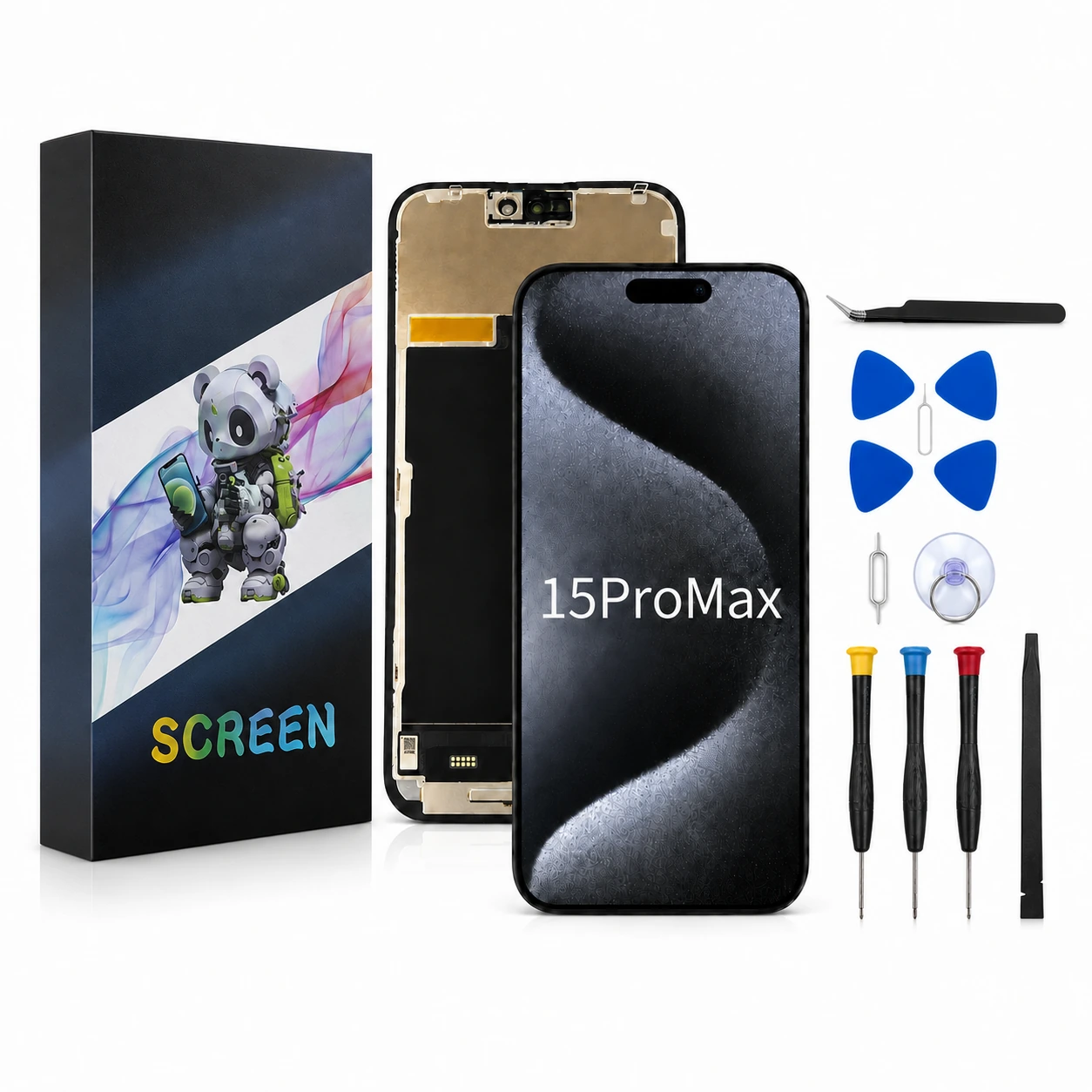 iPhone 15 Pro Max TFT Replacement Screen Assembly & Repair Tools - product details