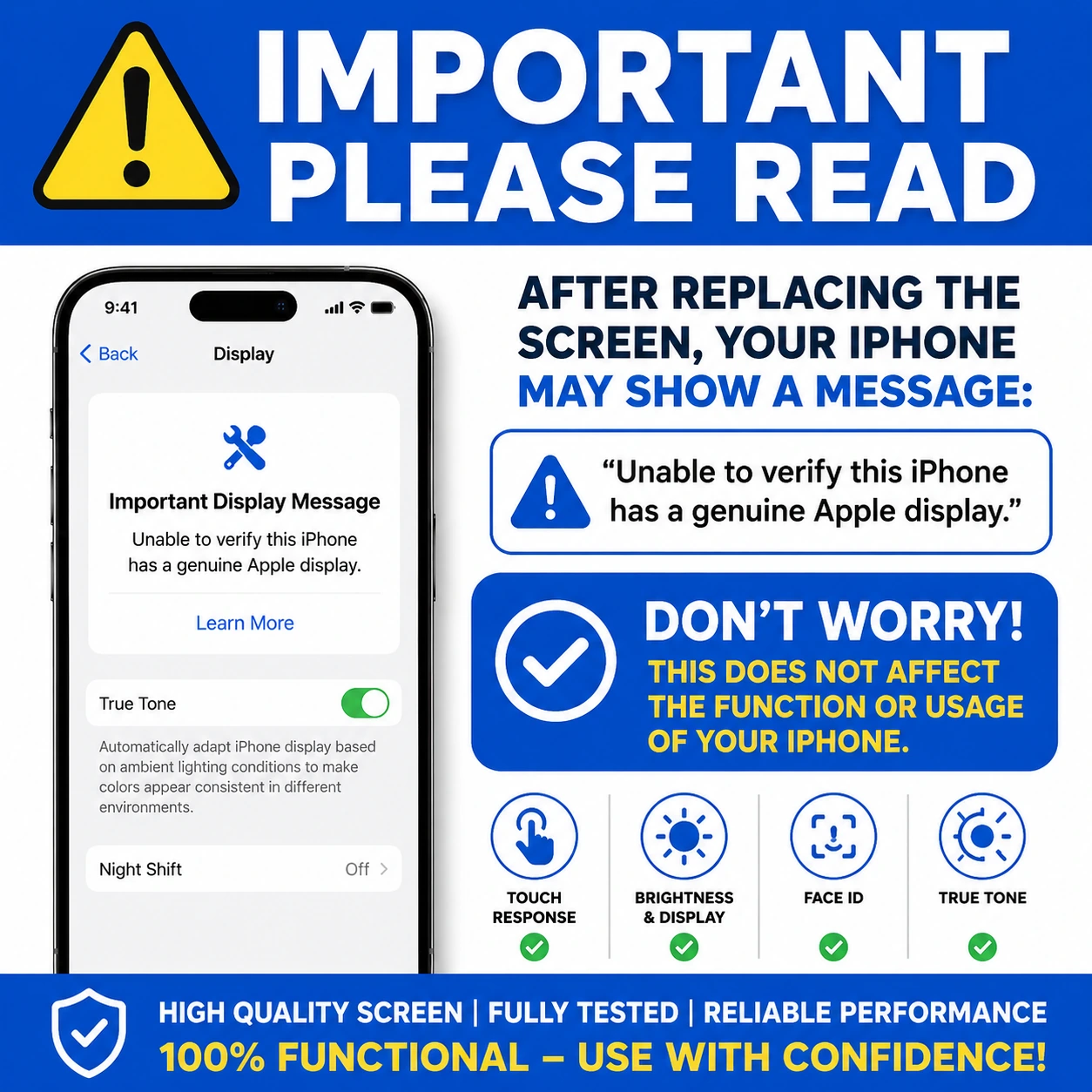 iPhone 16 Pro Max TFT Replacement Screen Assembly & Repair Tools - product details