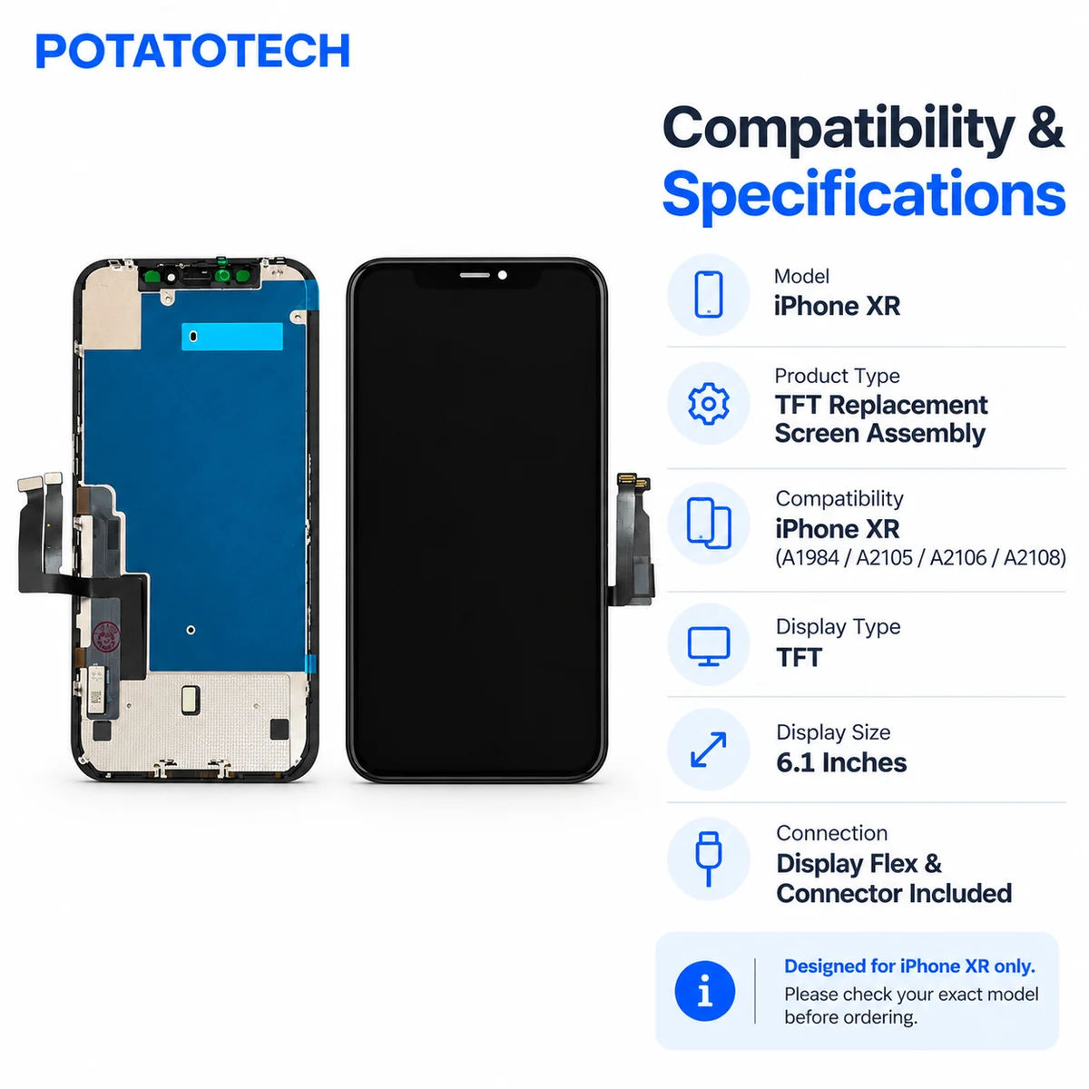 iPhone XR TFT Replacement Screen Assembly & Repair Tools - product image