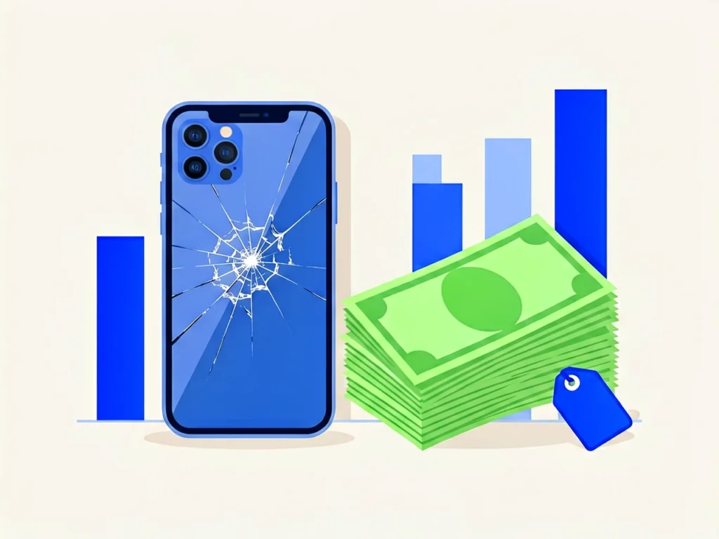 iPhone back glass replacement cost breakdown chart