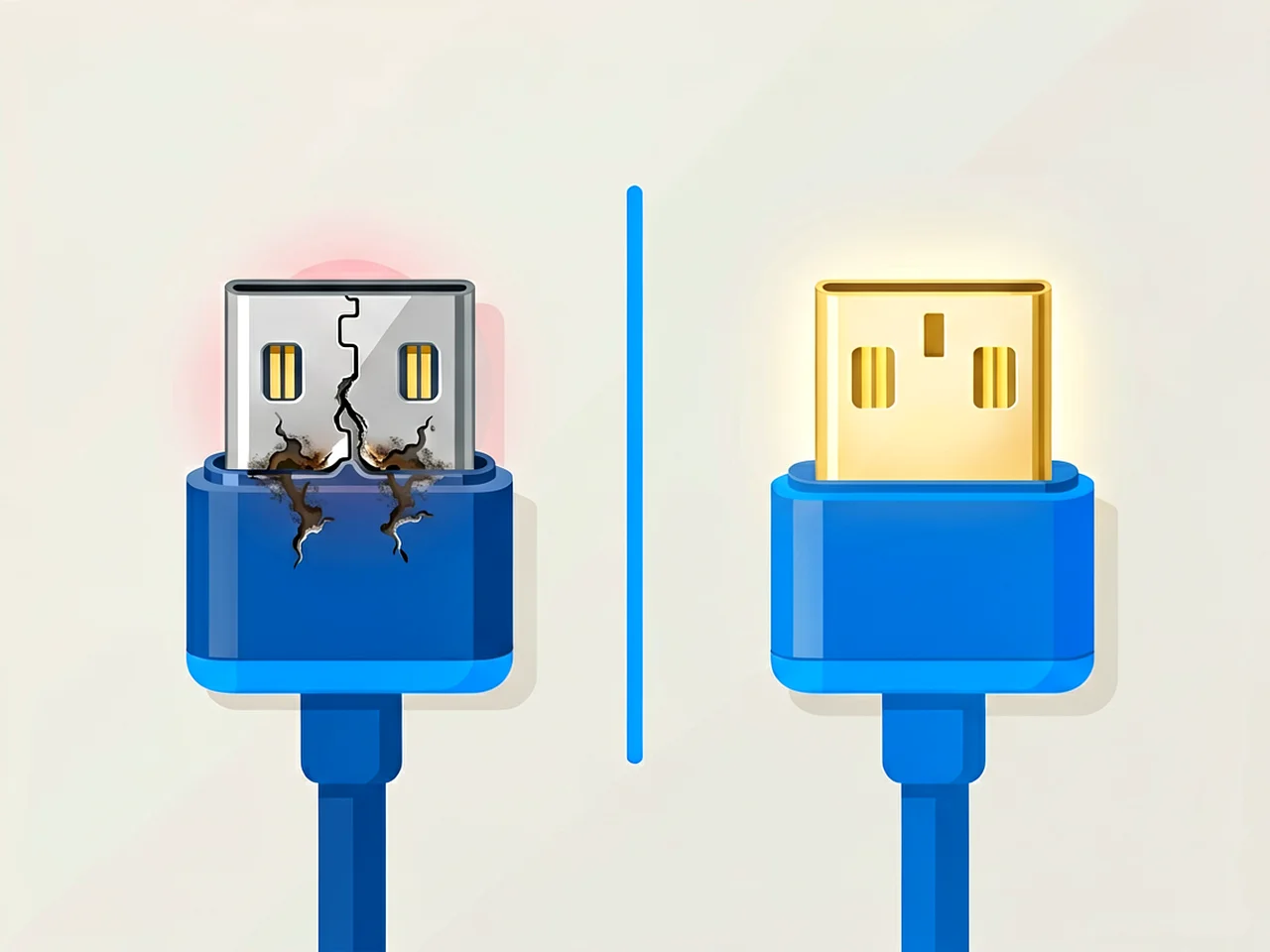 Damaged versus healthy iPhone charging port comparison