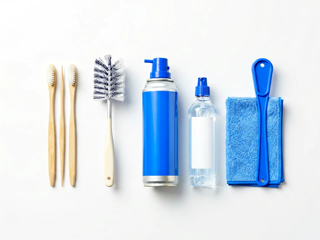 Lightning port cleaning tools flat lay