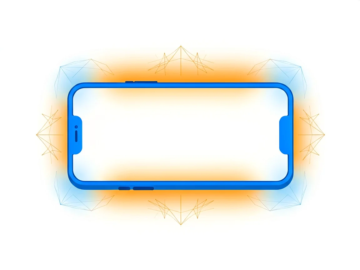 Illustration of a smartphone receiving even heat around its edges during screen removal, with warm tones at the adhesive line and cooler tones at the corners